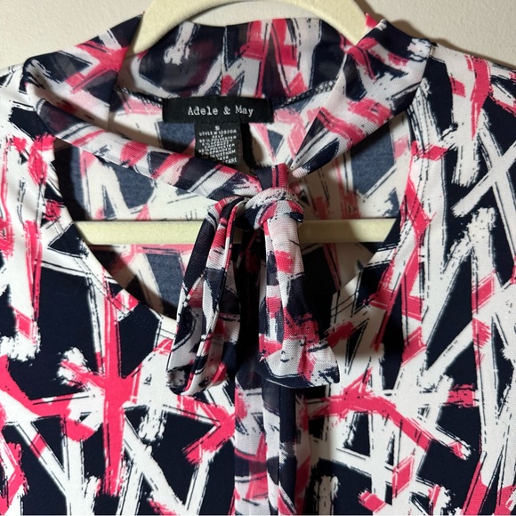 Adele & May Multicolor Sleeveless Blouse with Bow at Neck And Ruffle Size Small - Picture 4 of 5